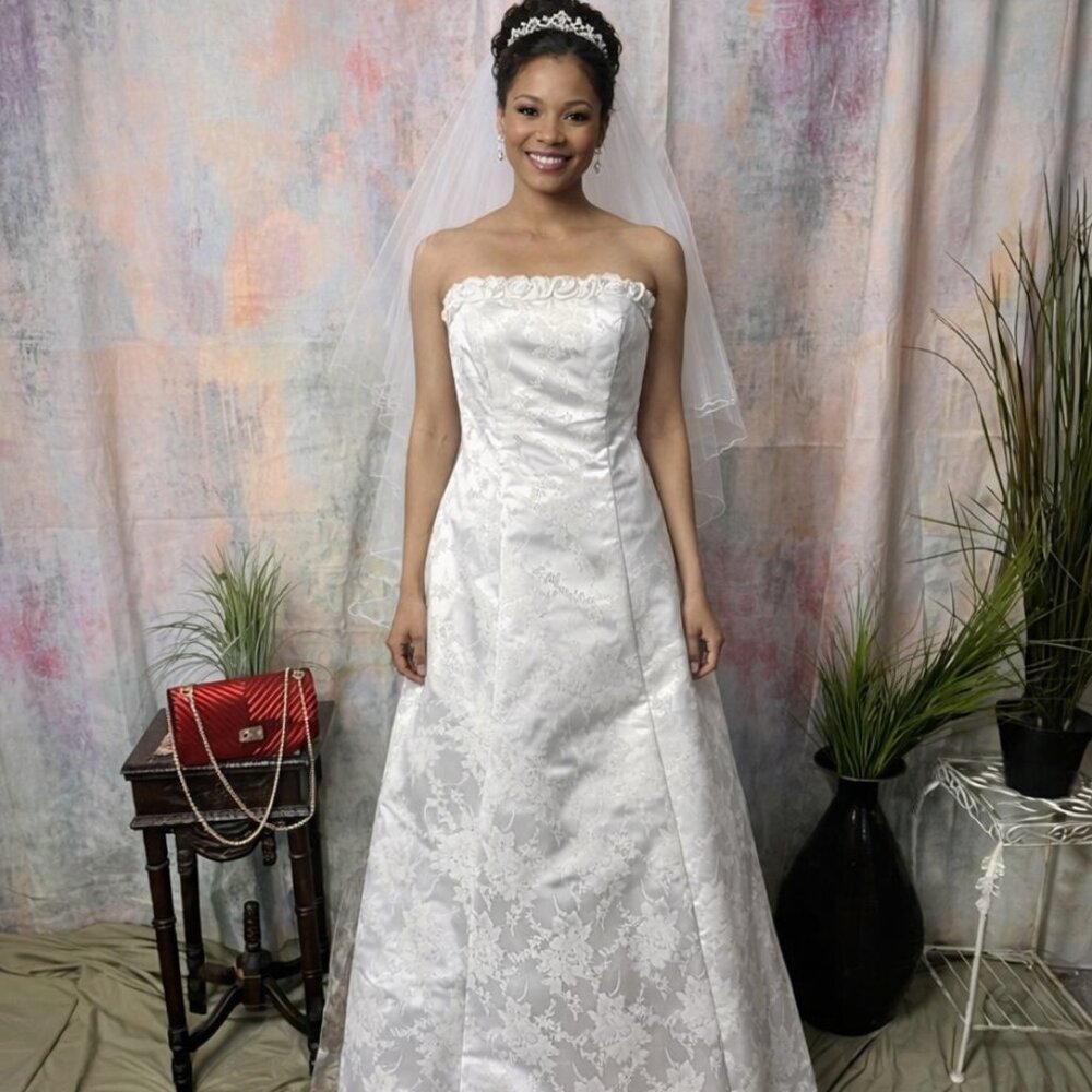 📌Jump Elegant Ivy Gold Strapless Wedding - Prom - Formal Event Gown